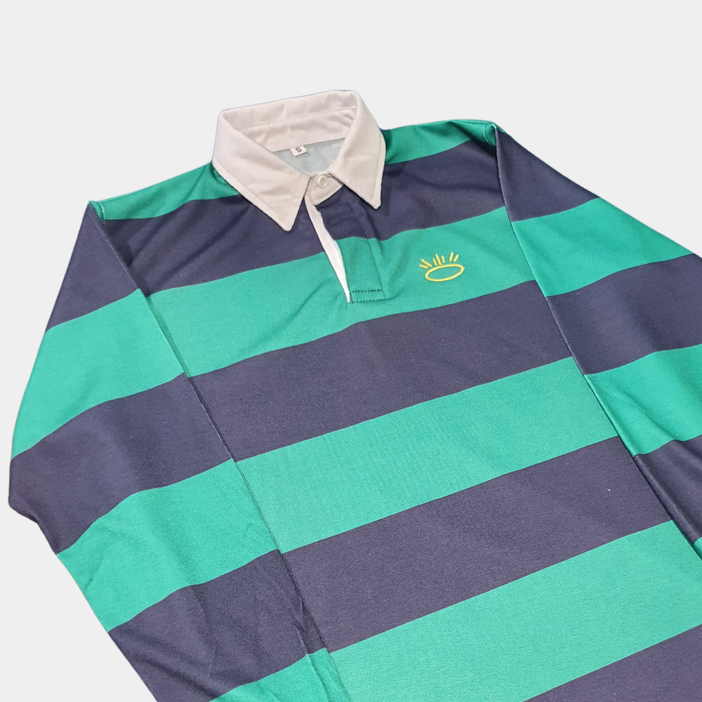 Striped Rugby Polo Shirt with Embroidered Logo