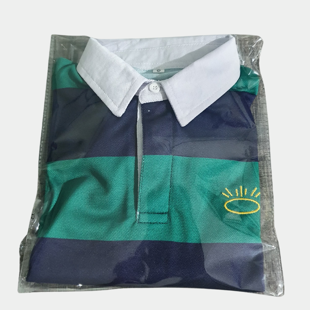 Striped Rugby Polo Shirt with Embroidered Logo
