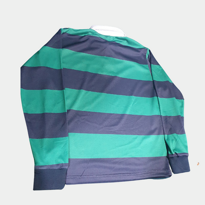 Striped Rugby Polo Shirt with Embroidered Logo