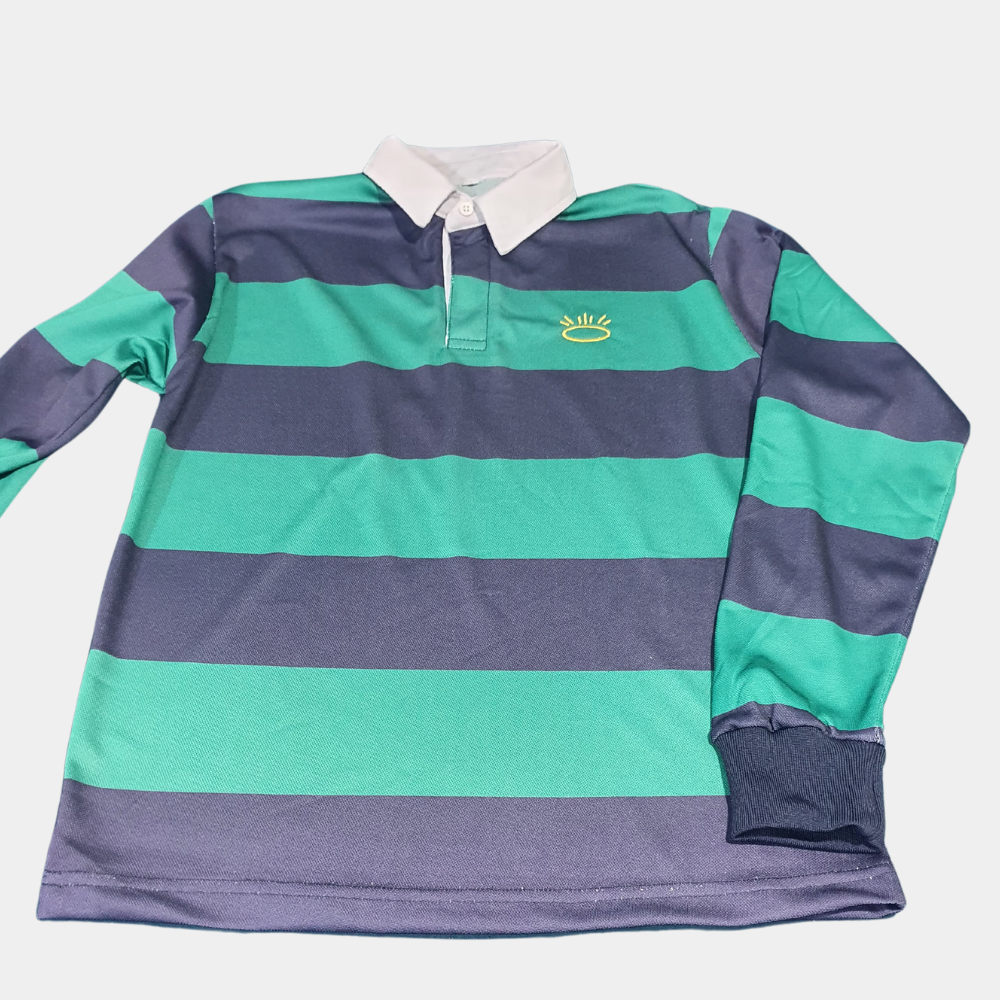 Striped Rugby Polo Shirt with Embroidered Logo