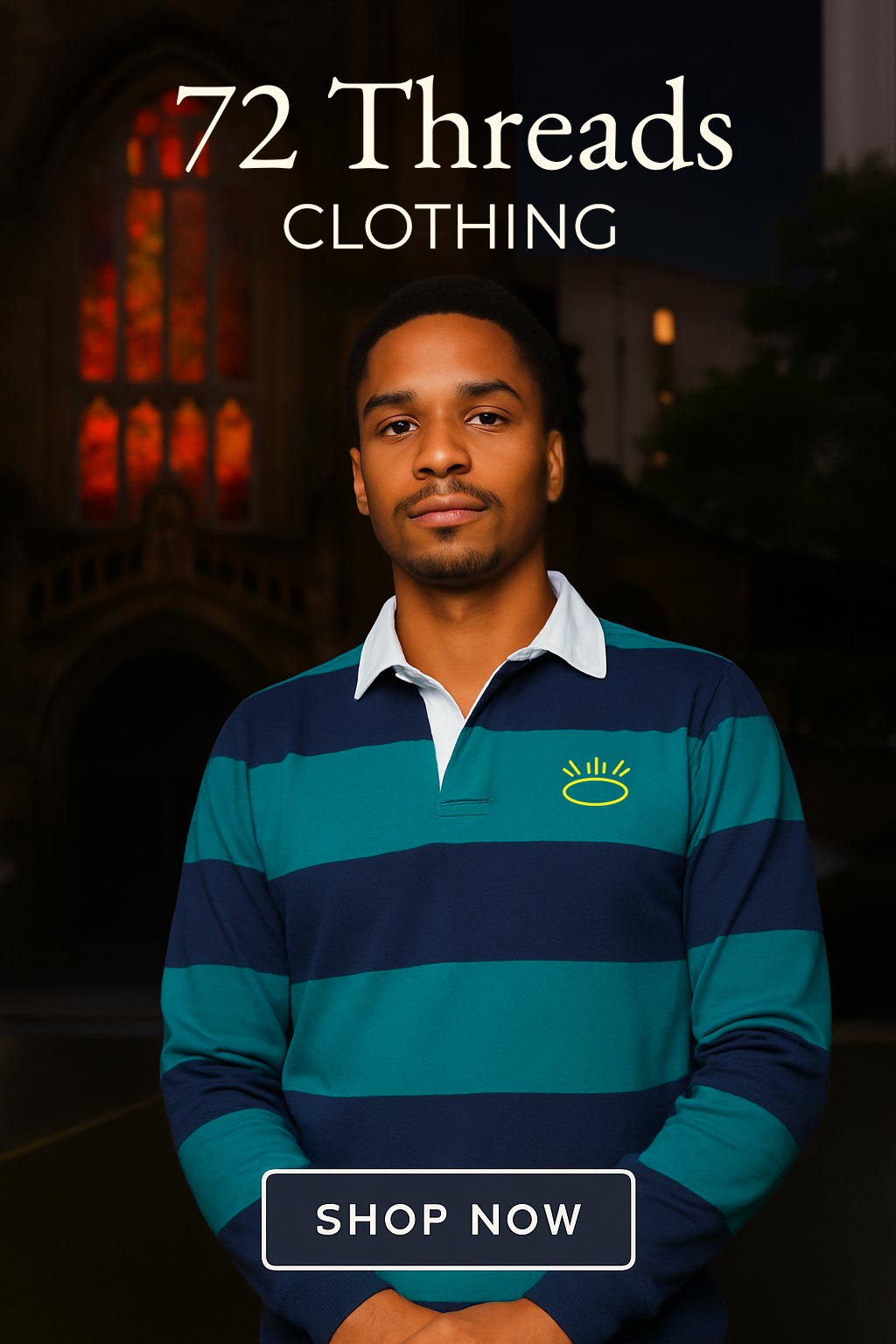 Striped Rugby Polo Shirt with Embroidered Logo